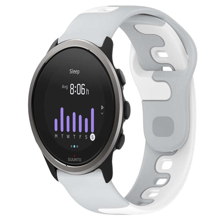 For SUUNTO 5 Peak 22mm Double Color Silicone Watch Band(Grey+White)