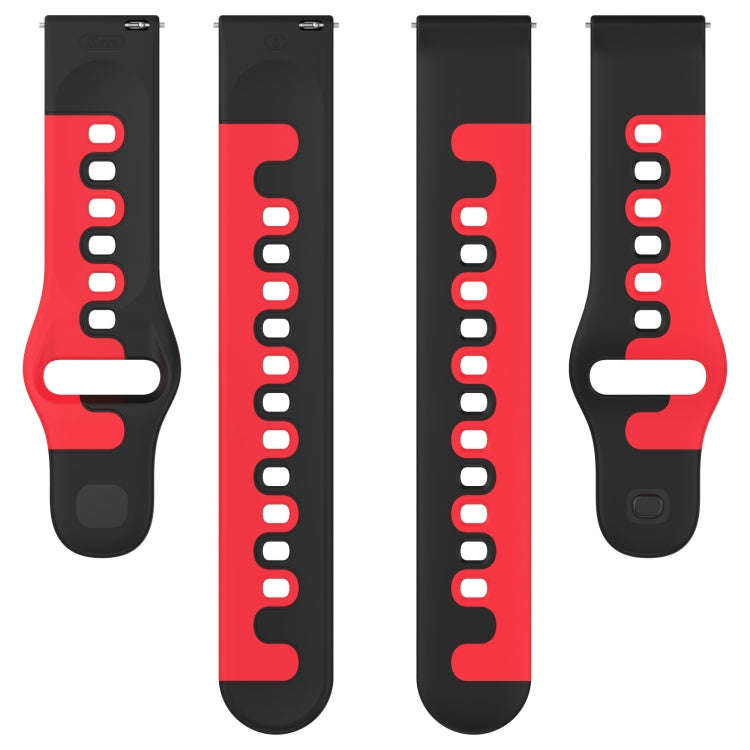 For  SUUNTO 9 Peak 22mm Double Color Silicone Watch Band(Black+Red)
