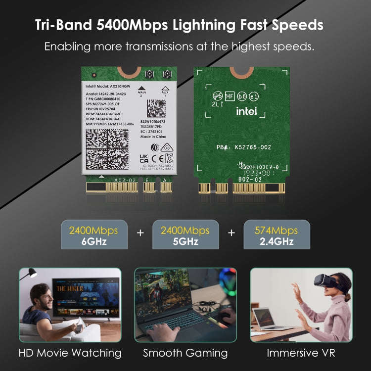 WAVLINK WN675X3M Tri-Band Wi-Fi 6E Network Card Module BT 5.2 5400Mbps Network Adapter