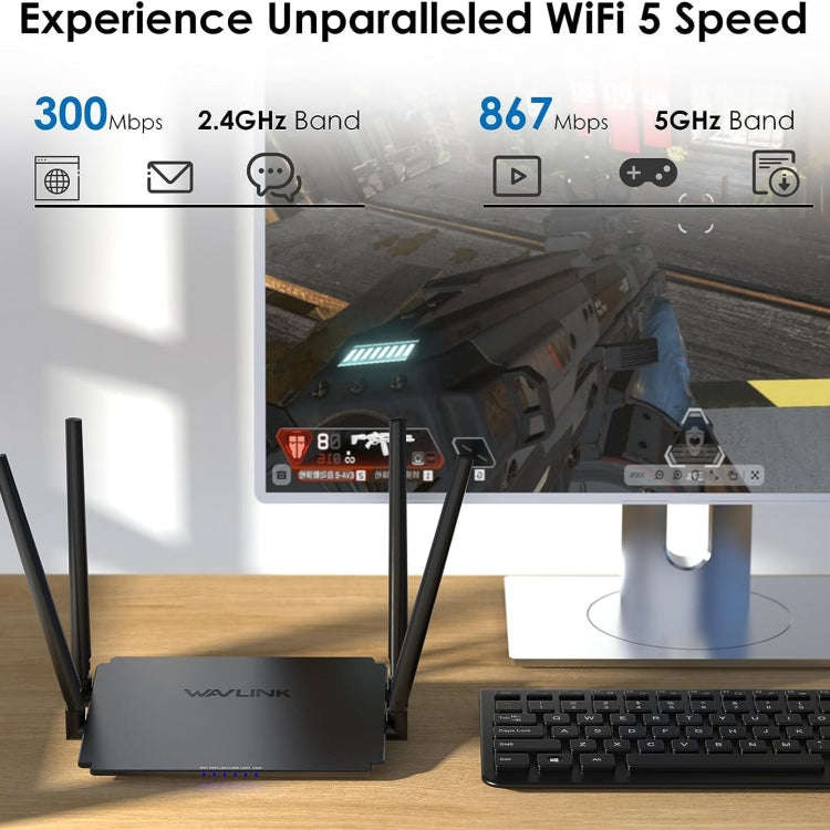 WAVLINK WN532A3 WPA2-PSK 300Mbps Dual Band Wireless Repeater AC1200M Wireless Routers, Plug:UK Plug