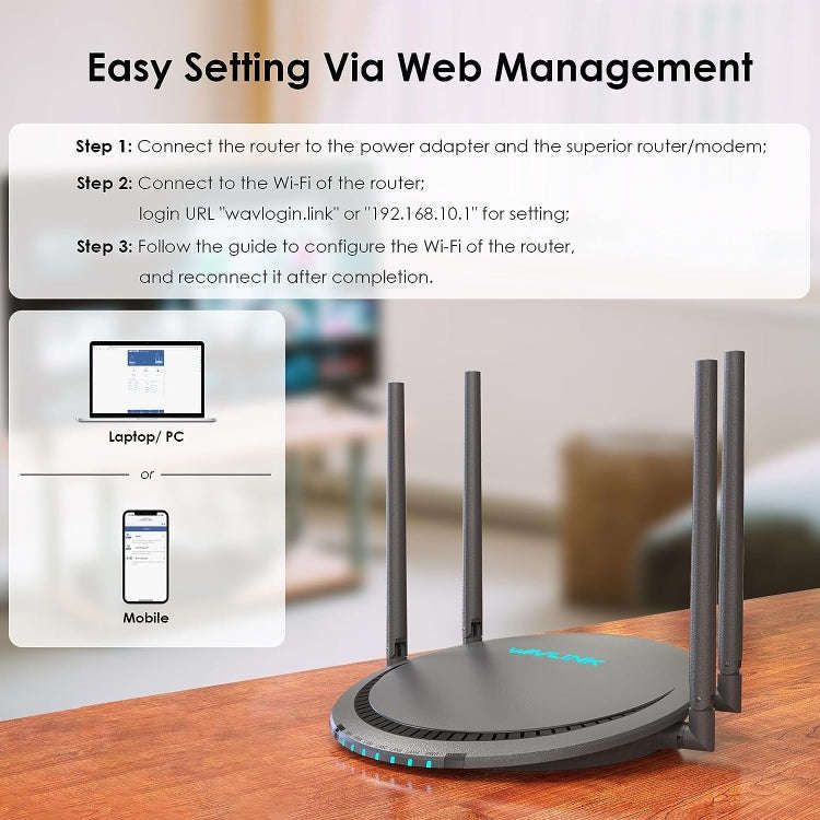 WAVLINK WN531P3 WAN / LAN Port Signal Booster Wireless Repeater AC1200 Wireless Routers, Plug:AU ...