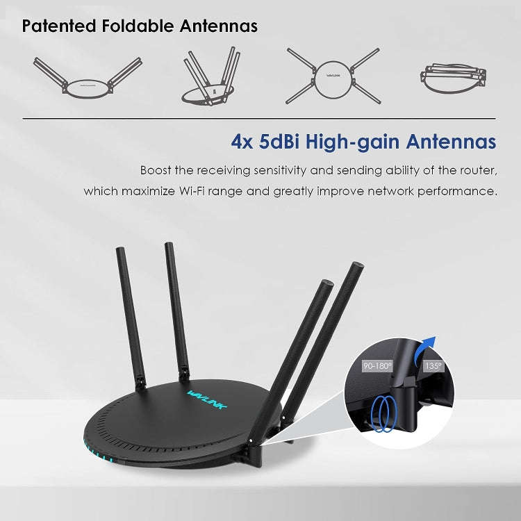 WAVLINK WN531P3 WAN / LAN Port Signal Booster Wireless Repeater AC1200 Wireless Routers, Plug:AU ...