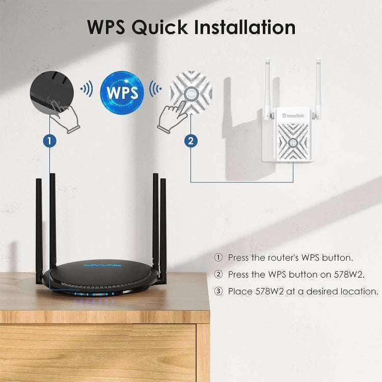 WAVLINK WN578W2 For Home Office N300 WiFi Wireless AP Repeater Signal Booster, Plug:AU Plug