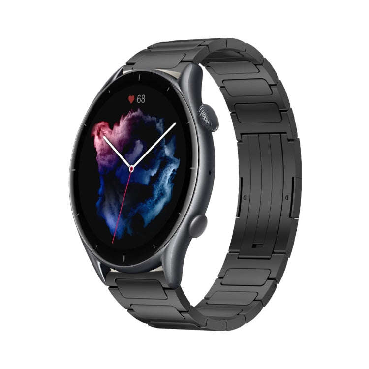 For Amazfit GTR 3 Pro 22mm I-Shaped Titanium Alloy Watch Band(Black)