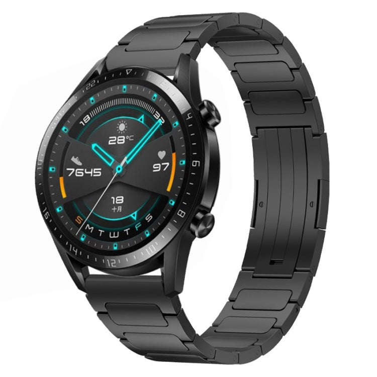 For Huawei GT2 46mm 22mm I-Shaped Titanium Alloy Watch Band(Black)