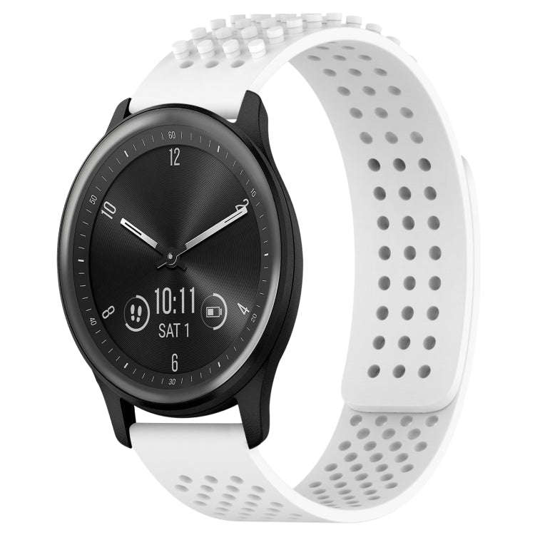 For GarminMove Trend 20mm Holes Breathable 3D Dots Silicone Watch Band(White)