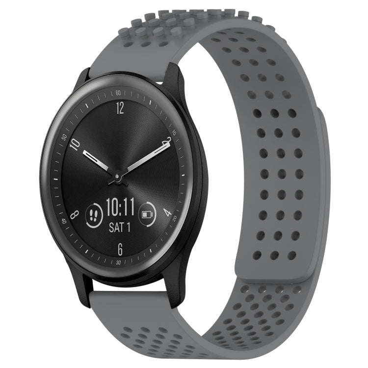 For GarminMove Trend 20mm Holes Breathable 3D Dots Silicone Watch Band(Grey)