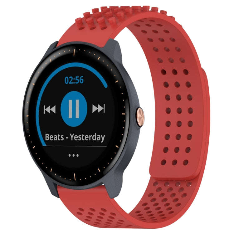 For Garmin Vivoactive3 Music 20mm Holes Breathable 3D Dots Silicone Watch Band(Red)