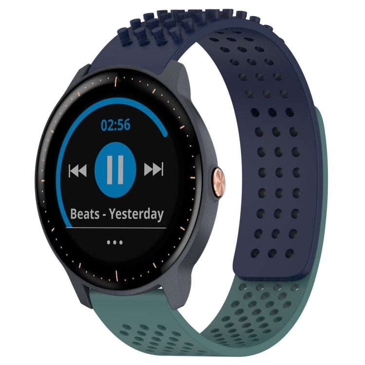 For Garmin Vivoactive3 Music 20mm Holes Breathable 3D Dots Silicone Watch Band(Midnight Blue+Oliv...