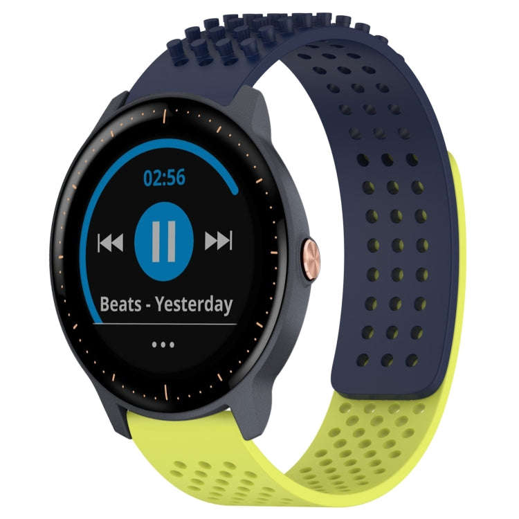 For Garmin Vivoactive3 Music 20mm Holes Breathable 3D Dots Silicone Watch Band(Midnight Blue+Lime...