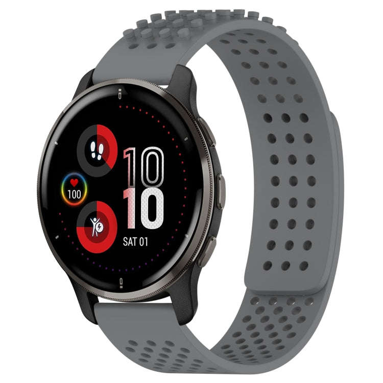 For Garmin Venu 2 Plus 20mm Holes Breathable 3D Dots Silicone Watch Band(Grey)
