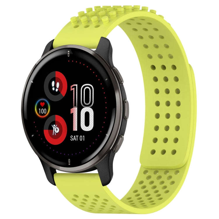 For Garmin Venu 2 Plus 20mm Holes Breathable 3D Dots Silicone Watch Band(Lime Green)