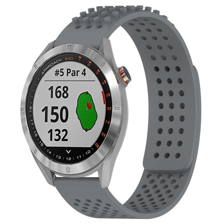For Garmin Approach S40 20mm Holes Breathable 3D Dots Silicone Watch Band(Grey)