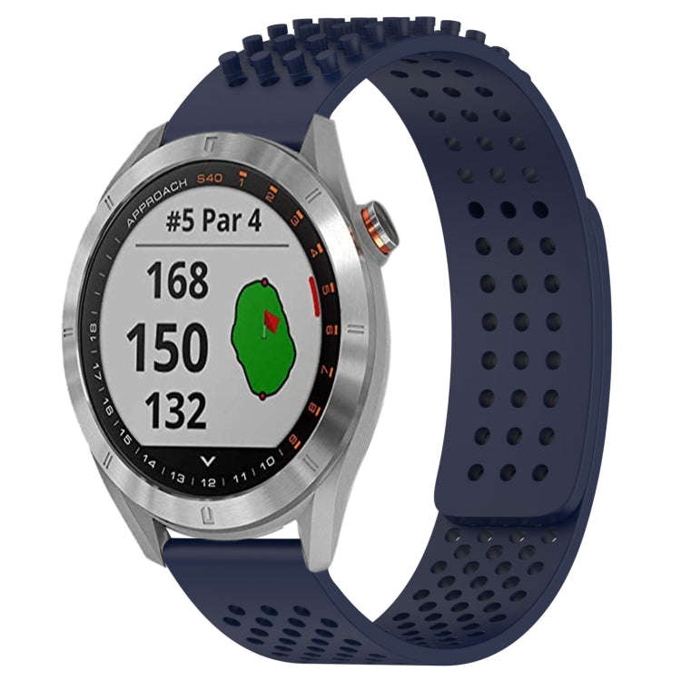 For Garmin Approach S40 20mm Holes Breathable 3D Dots Silicone Watch Band(Midnight Blue)