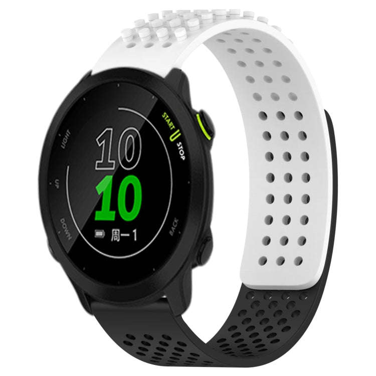 For Garmin Forerunner 158 20mm Holes Breathable 3D Dots Silicone Watch Band(White+Black)
