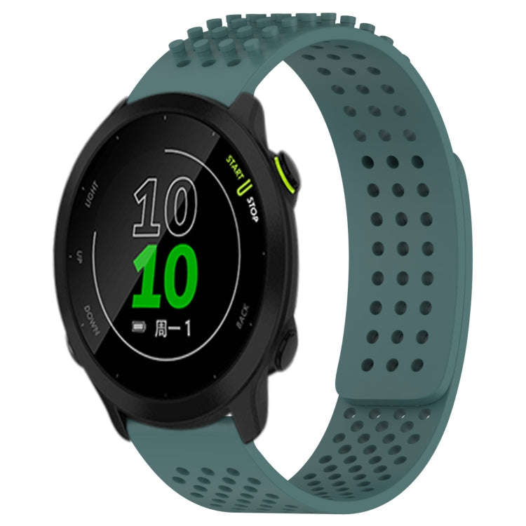 For Garmin Forerunner 158 20mm Holes Breathable 3D Dots Silicone Watch Band(Olive Green)