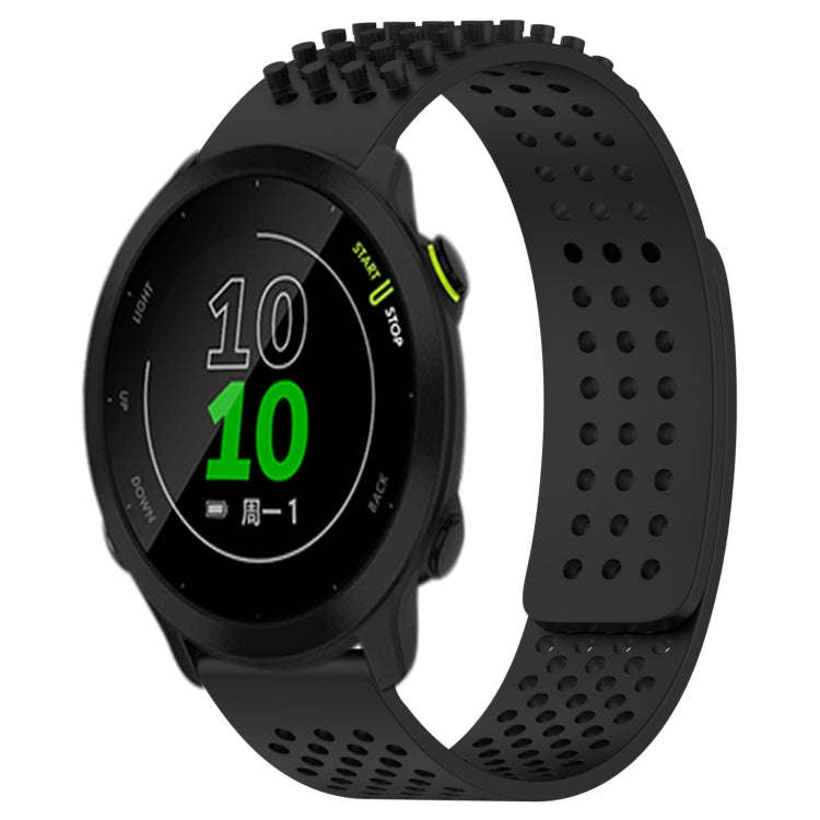 For Garmin Forerunner 158 20mm Holes Breathable 3D Dots Silicone Watch Band(Black)