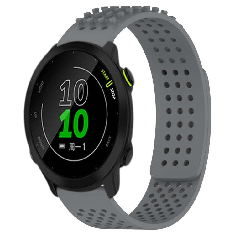 For Garmin Forerunner 158 20mm Holes Breathable 3D Dots Silicone Watch Band(Grey)