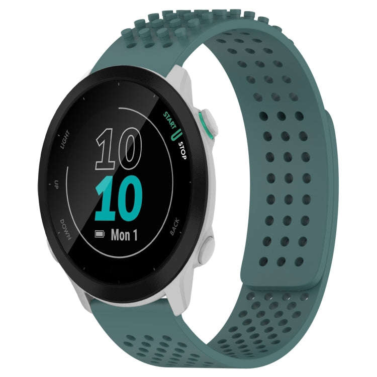 For Garmin Forerunner 55 20mm Holes Breathable 3D Dots Silicone Watch Band(Olive Green)