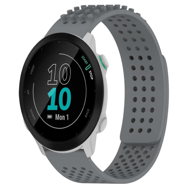 For Garmin Forerunner 55 20mm Holes Breathable 3D Dots Silicone Watch Band(Grey)