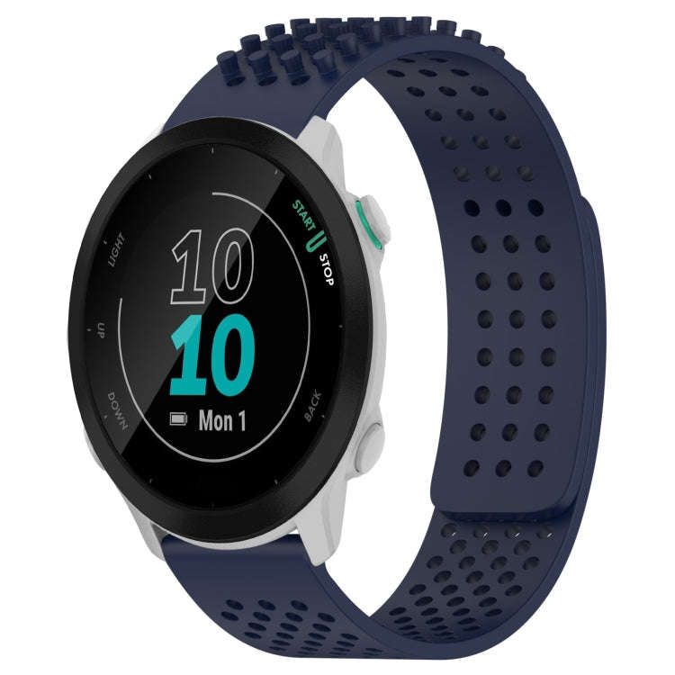 For Garmin Forerunner 55 20mm Holes Breathable 3D Dots Silicone Watch Band(Midnight Blue)