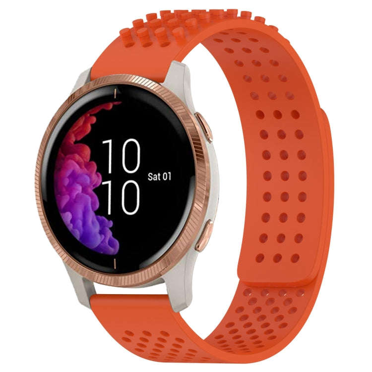 For Garmin Venu 20mm Holes Breathable 3D Dots Silicone Watch Band(Orange)