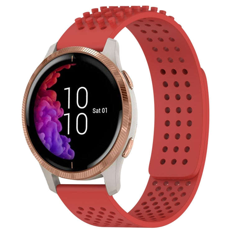 For Garmin Venu 20mm Holes Breathable 3D Dots Silicone Watch Band(Red)