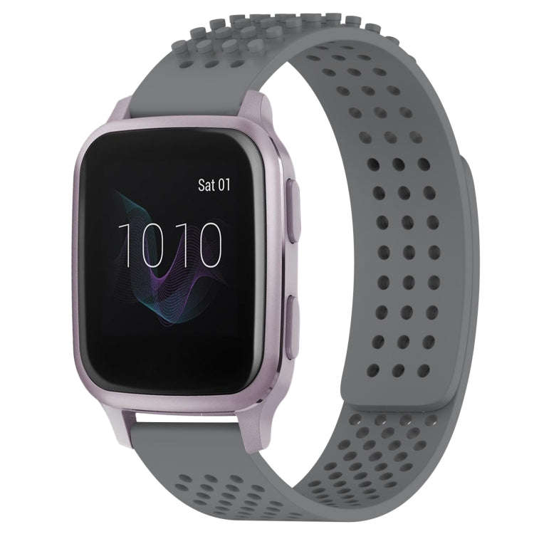 For Garmin Venu SQ 20mm Holes Breathable 3D Dots Silicone Watch Band(Grey)