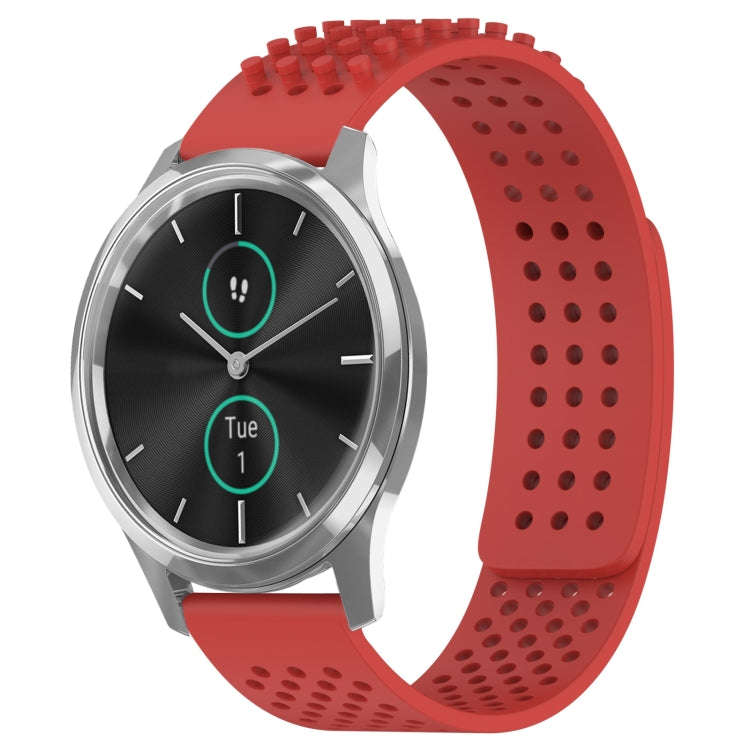 For Garmin VivoMove Luxe 20mm Holes Breathable 3D Dots Silicone Watch Band(Red)