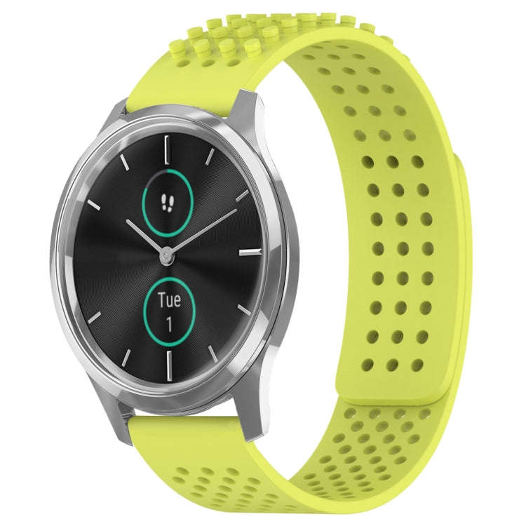 For Garmin VivoMove Luxe 20mm Holes Breathable 3D Dots Silicone Watch Band(Lime Green)