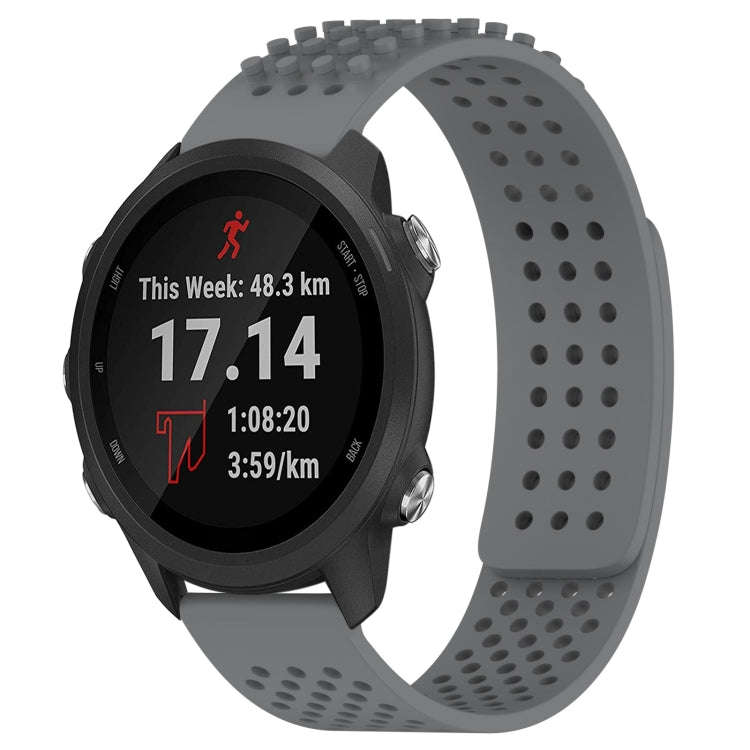 For Garmin Forerunner 245 20mm Holes Breathable 3D Dots Silicone Watch Band(Grey)