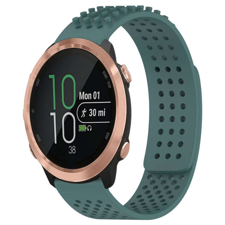 For Garmin Forerunner 645 20mm Holes Breathable 3D Dots Silicone Watch Band(Olive Green)
