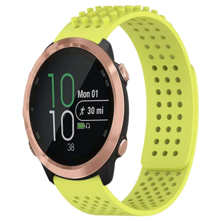 For Garmin Forerunner 645 20mm Holes Breathable 3D Dots Silicone Watch Band(Lime Green)
