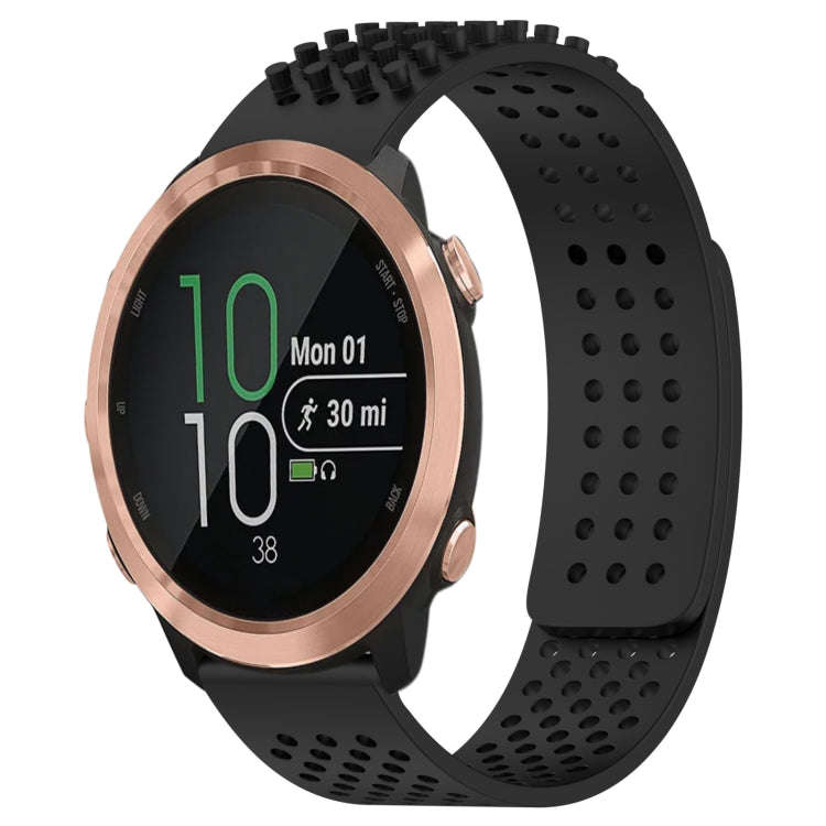For Garmin Forerunner 645 Music 20mm Holes Breathable 3D Dots Silicone Watch Band(Black)