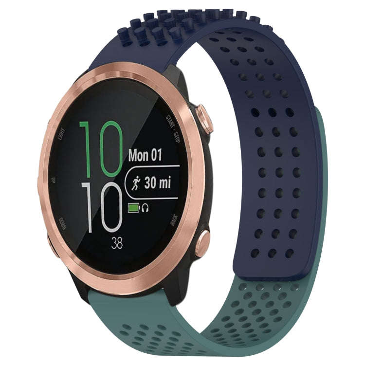 For Garmin Forerunner 645 Music 20mm Holes Breathable 3D Dots Silicone Watch Band(Midnight Blue+O...