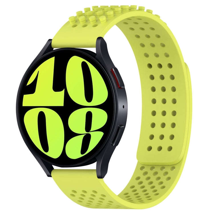 For Samsung Galaxy Watch 6 44mm 20mm Holes Breathable 3D Dots Silicone Watch Band(Lime Green)