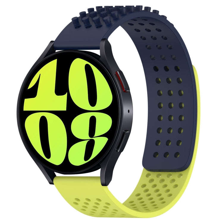 For Samsung Galaxy Watch 6 44mm 20mm Holes Breathable 3D Dots Silicone Watch Band(Midnight Blue+L...