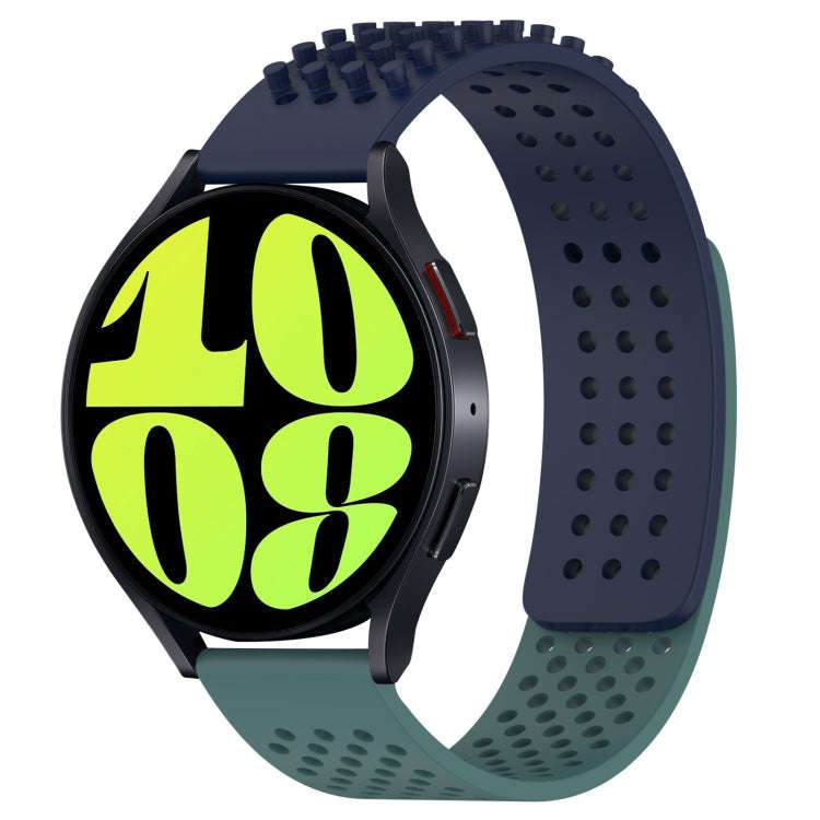 For Samsung Galaxy Watch 6 40mm 20mm Holes Breathable 3D Dots Silicone Watch Band(Midnight Blue+O...