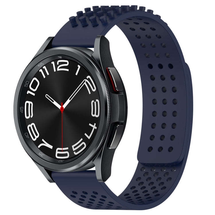 For Samsung Galaxy Watch 6 Classic 47mm 20mm Holes Breathable 3D Dots Silicone Watch Band(Midnigh...