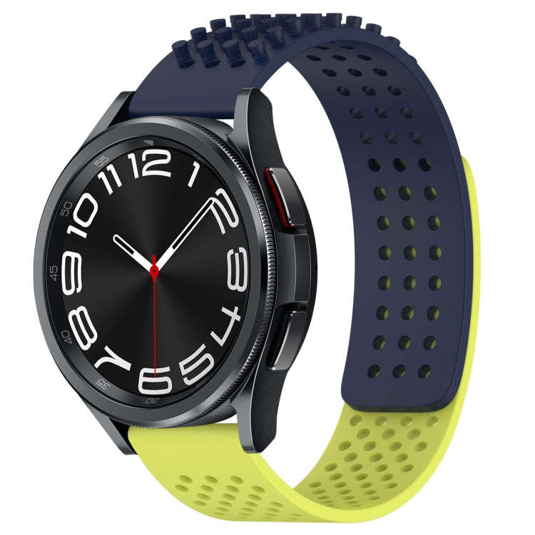 For Samsung Galaxy Watch 6 Classic 47mm 20mm Holes Breathable 3D Dots Silicone Watch Band(Midnigh...