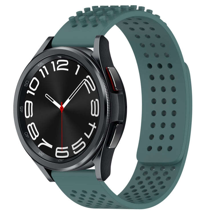 For Samsung Galaxy Watch 6 Classic 43mm 20mm Holes Breathable 3D Dots Silicone Watch Band(Olive G...