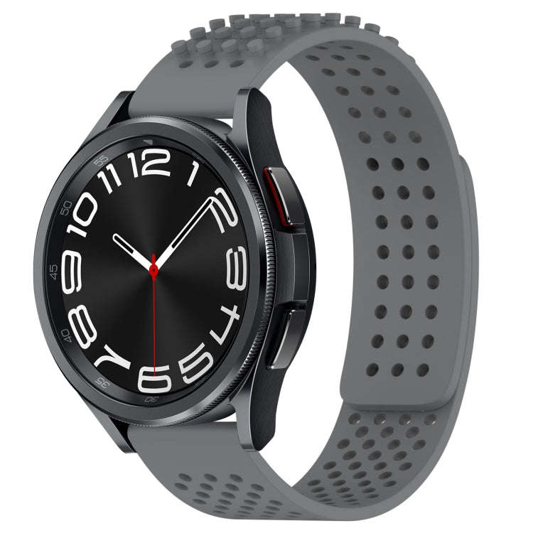 For Samsung Galaxy Watch 6 Classic 43mm 20mm Holes Breathable 3D Dots Silicone Watch Band(Grey)