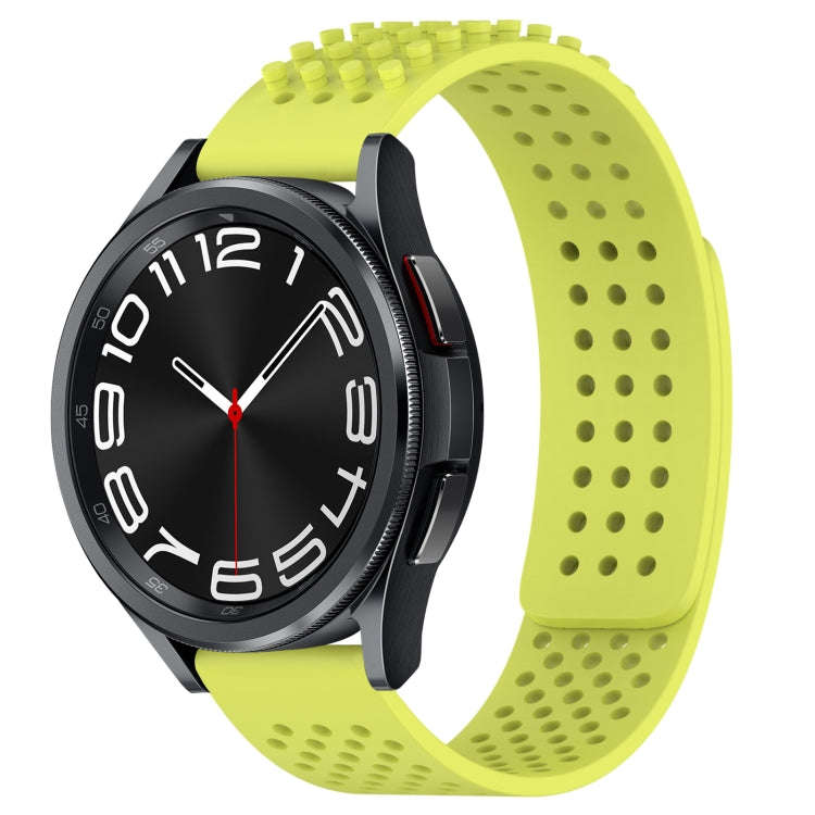 For Samsung Galaxy Watch 6 Classic 43mm 20mm Holes Breathable 3D Dots Silicone Watch Band(Lime Gr...