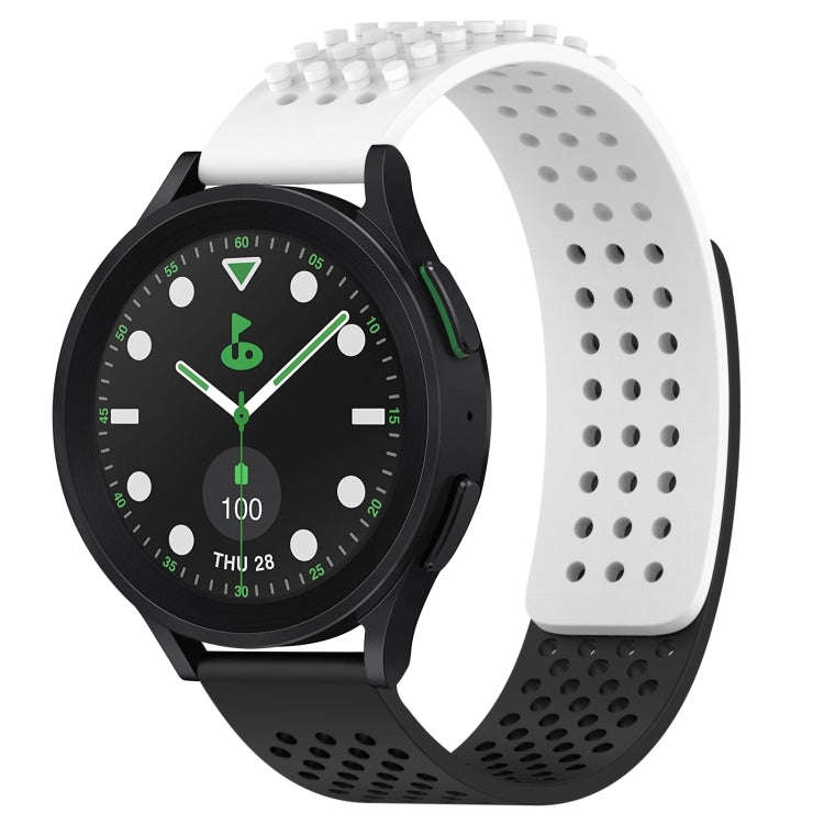 For Samsung Galaxy watch 5 Pro Golf Edition 20mm Holes Breathable 3D Dots Silicone Watch Band(Whi...