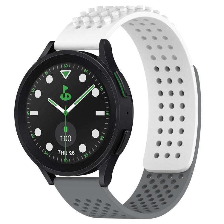 For Samsung Galaxy watch 5 Pro Golf Edition 20mm Holes Breathable 3D Dots Silicone Watch Band(Whi...