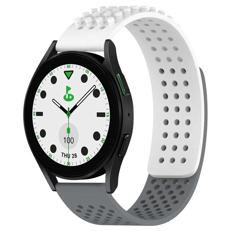 For Samsung Galaxy watch 5 Golf Edition 20mm Holes Breathable 3D Dots Silicone Watch Band(White+G...