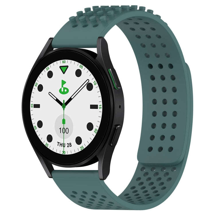 For Samsung Galaxy watch 5 Golf Edition 20mm Holes Breathable 3D Dots Silicone Watch Band(Olive G...