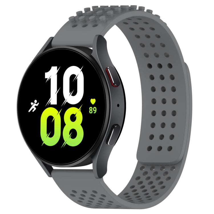 For Samsung Galaxy Watch 5  44mm 20mm Holes Breathable 3D Dots Silicone Watch Band(Grey)
