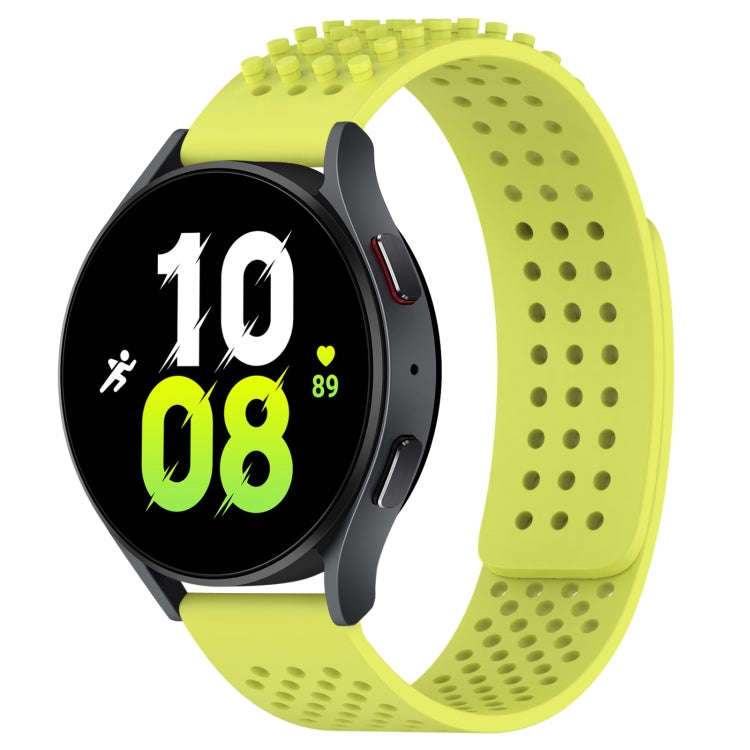 For Samsung Galaxy Watch 5  44mm 20mm Holes Breathable 3D Dots Silicone Watch Band(Lime Green)