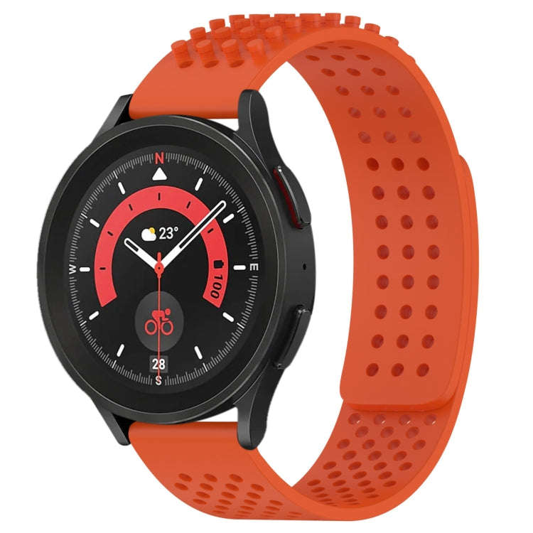 For Samsung Galaxy Watch 5 Pro  45mm 20mm Holes Breathable 3D Dots Silicone Watch Band(Orange)